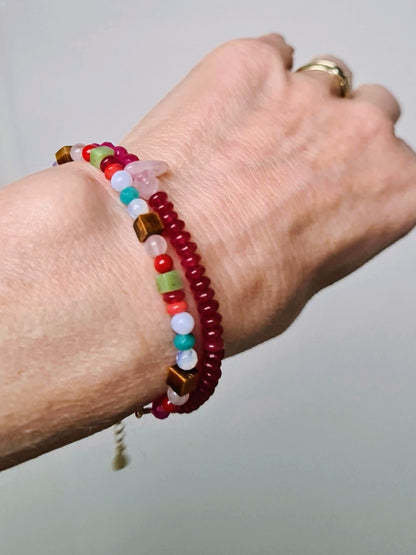 Armband Pink Love, rozekwarts, jade