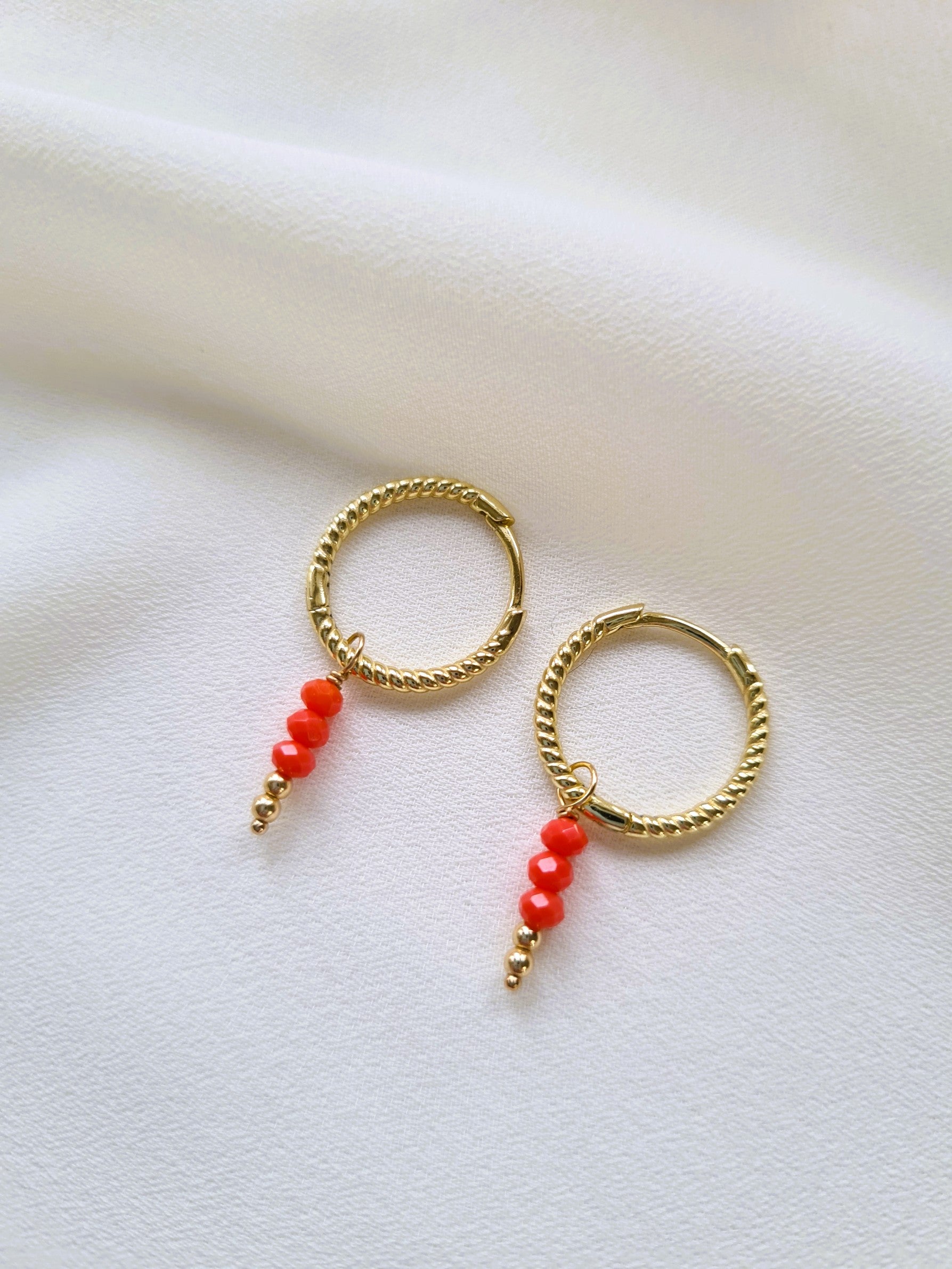 Oorbellen Happiness, rood koraal