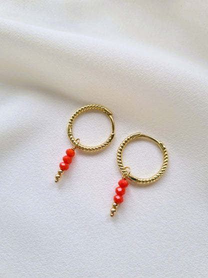 Oorbellen Happiness, rood koraal