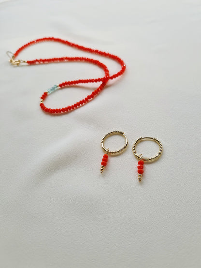 Oorbellen Happiness, rood koraal