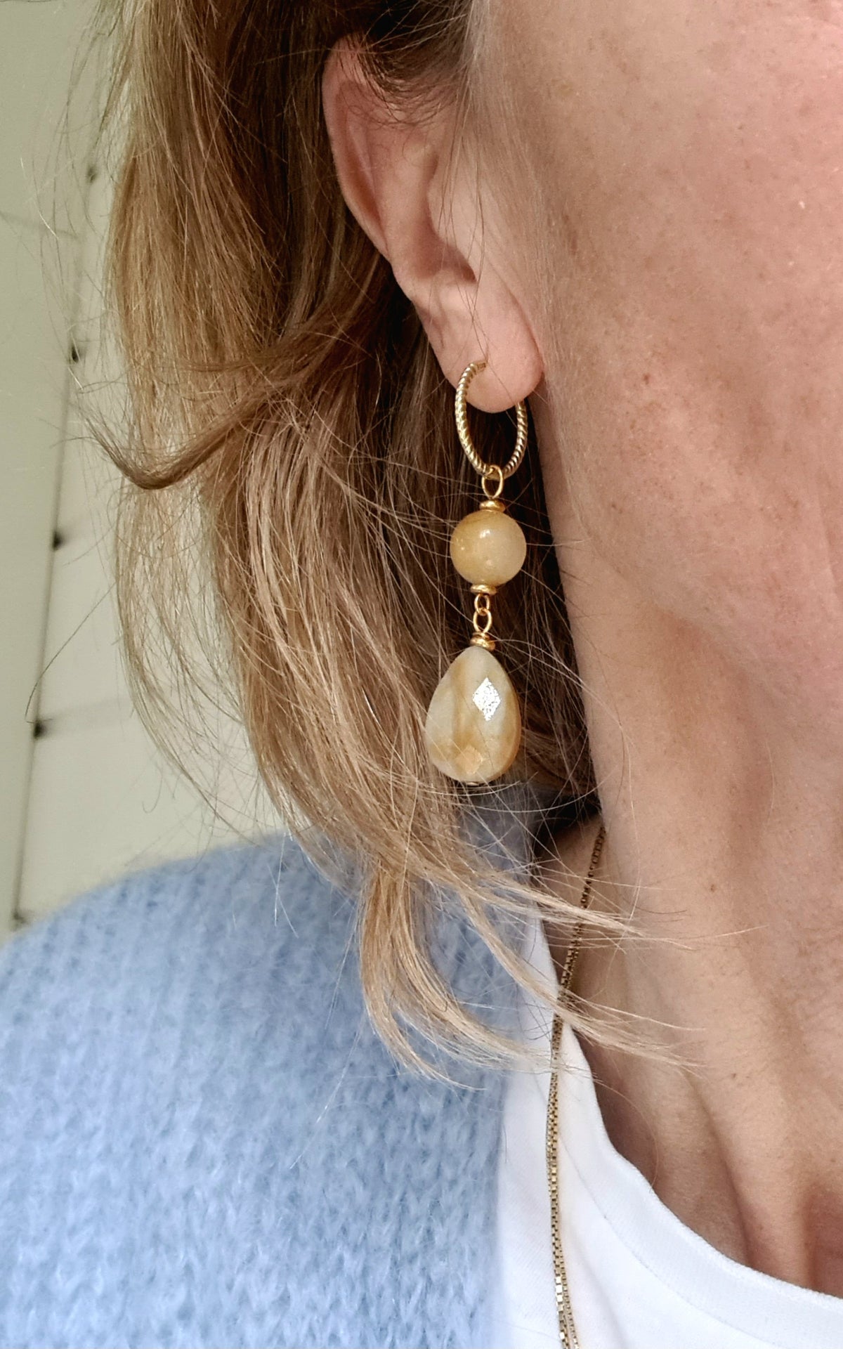 Oorbellen Next Horizon, beige-bruine amazoniet, agaat