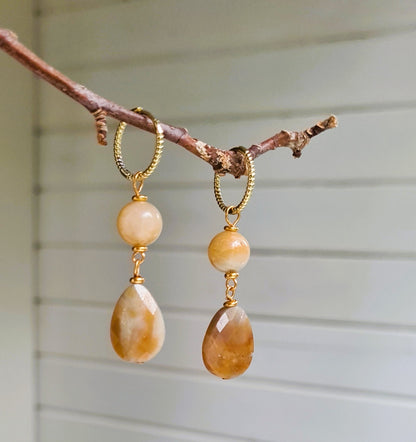 Oorbellen Next Horizon, beige-bruine amazoniet, agaat