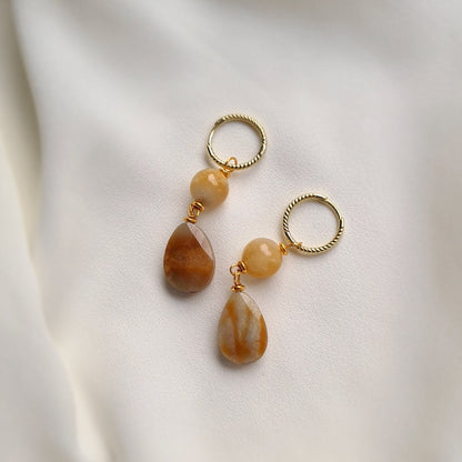 Oorbellen Next Horizon, beige-bruine amazoniet, agaat