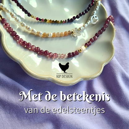 Armband Balance, lila lepidoliet, rozekwarts en aardbeienkwarts