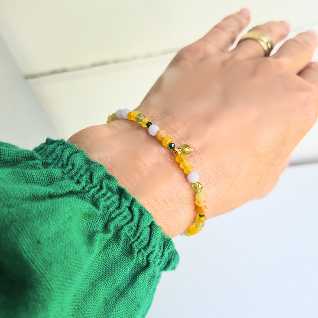 Armband Yellow Heaven, agaat, peridoot, chalcedoon