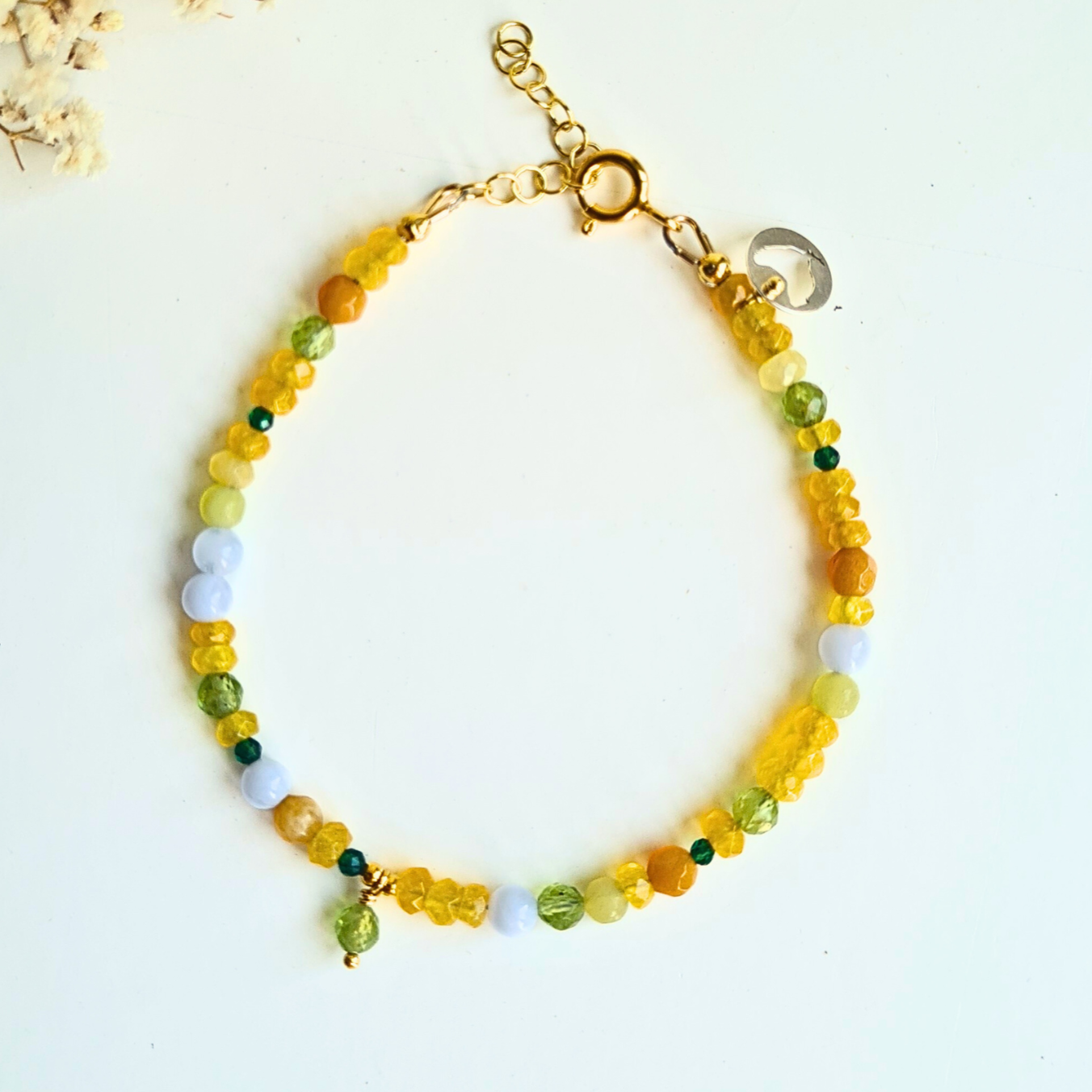 Armband Yellow Heaven, agaat, peridoot, chalcedoon