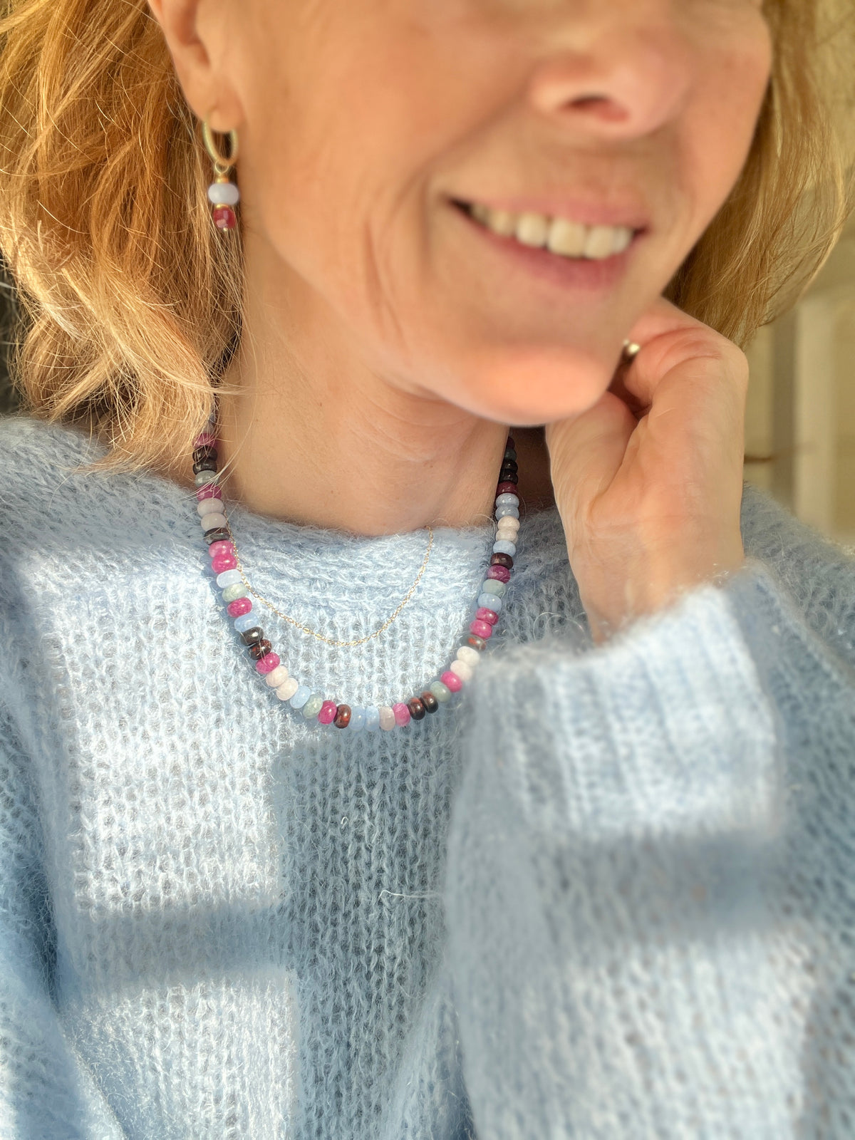 Ketting Velvet, toermalijn, agaat