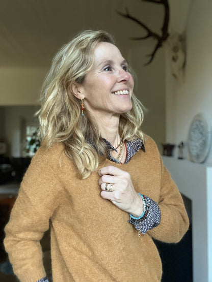 Oorbellen Bisous, carneool, blauwe toermalijn, calciet