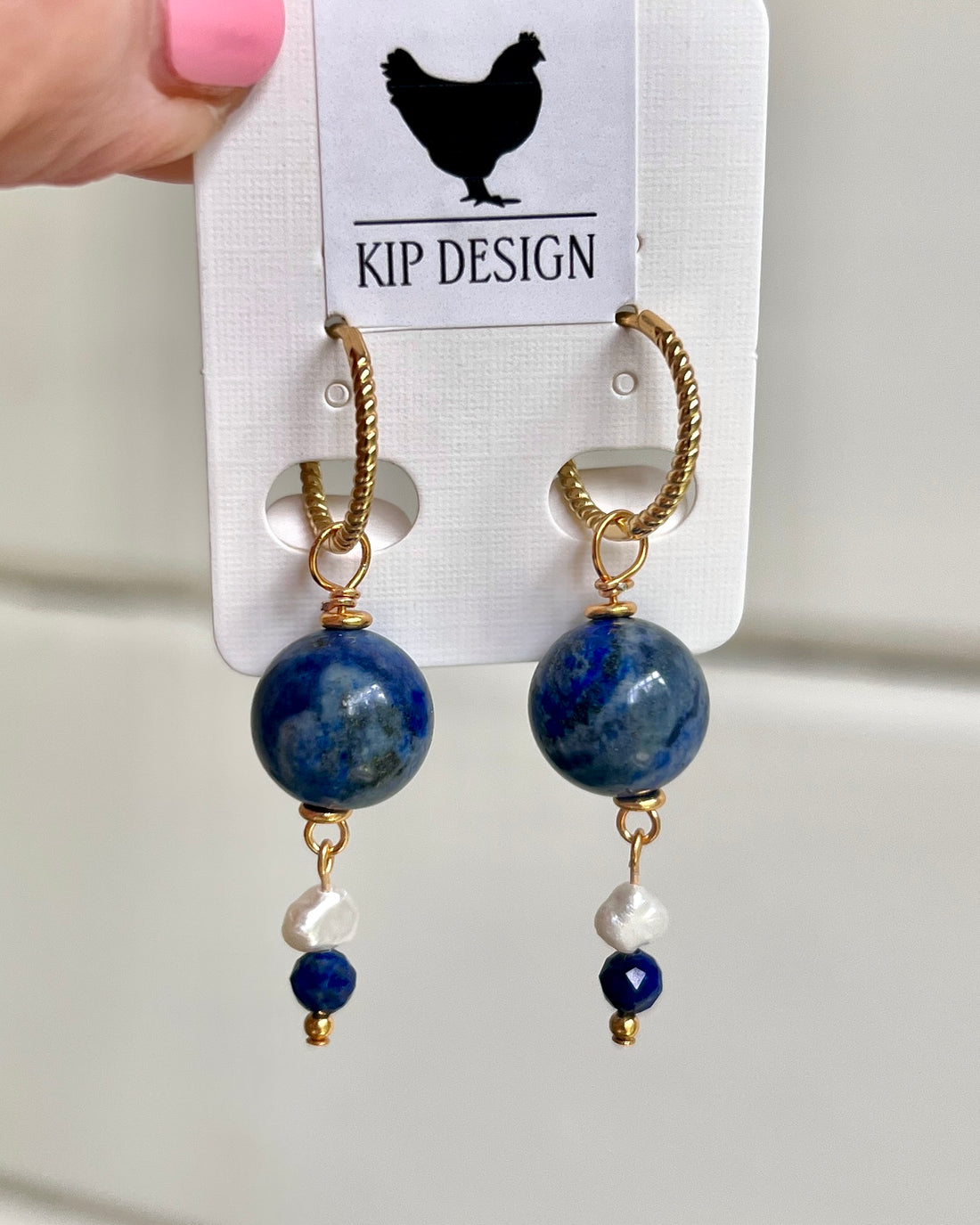 Oorbellen Oase, blauwe lapis lazuli, parel