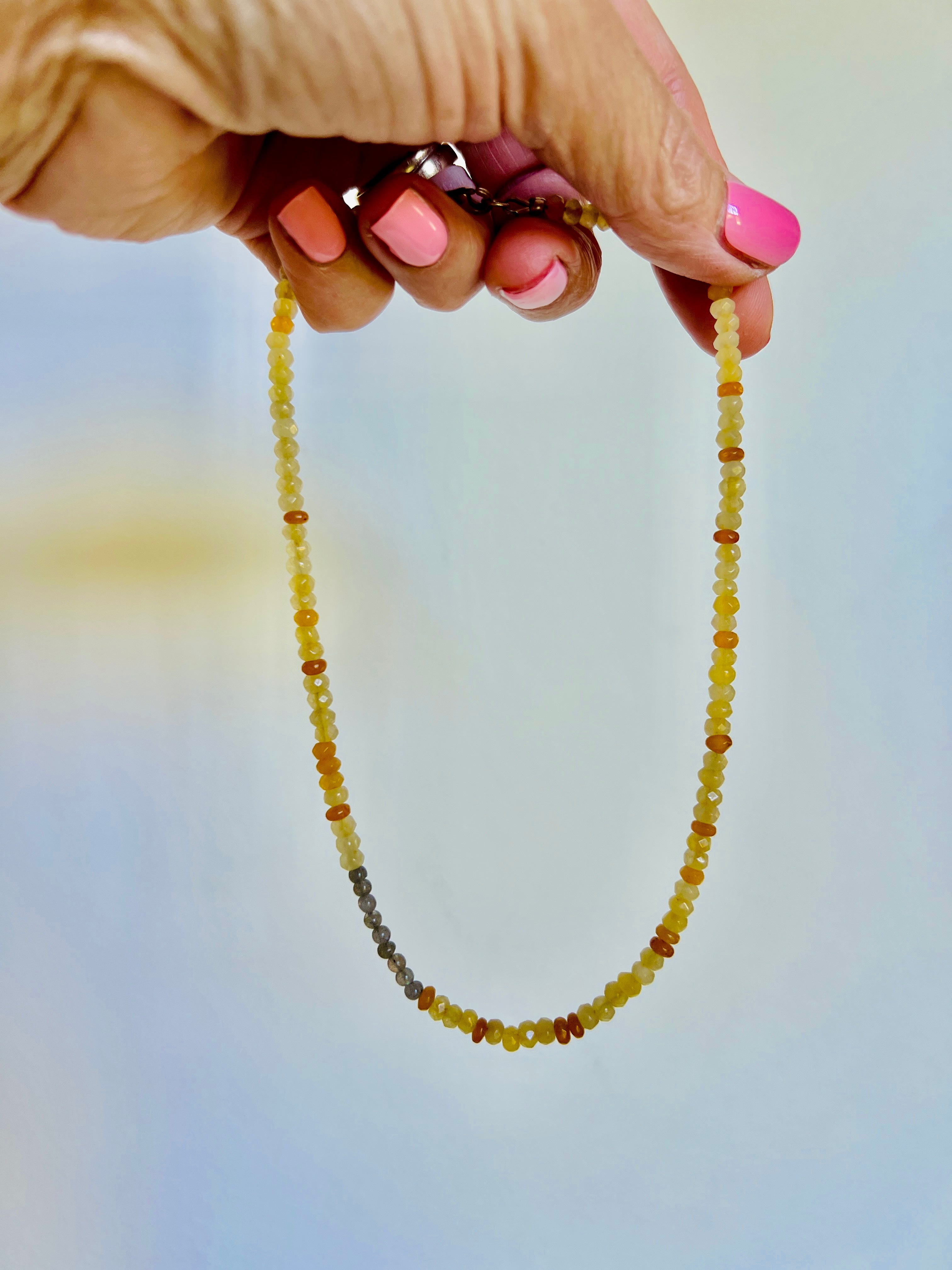 Ketting Starry Night, agaat en labradoriet