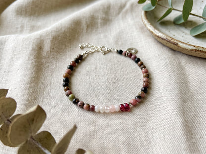 Armband  Quiet Sparkle, roze rhodoniet, granaat