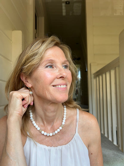 Ketting Only You, witte agaat, riverstone