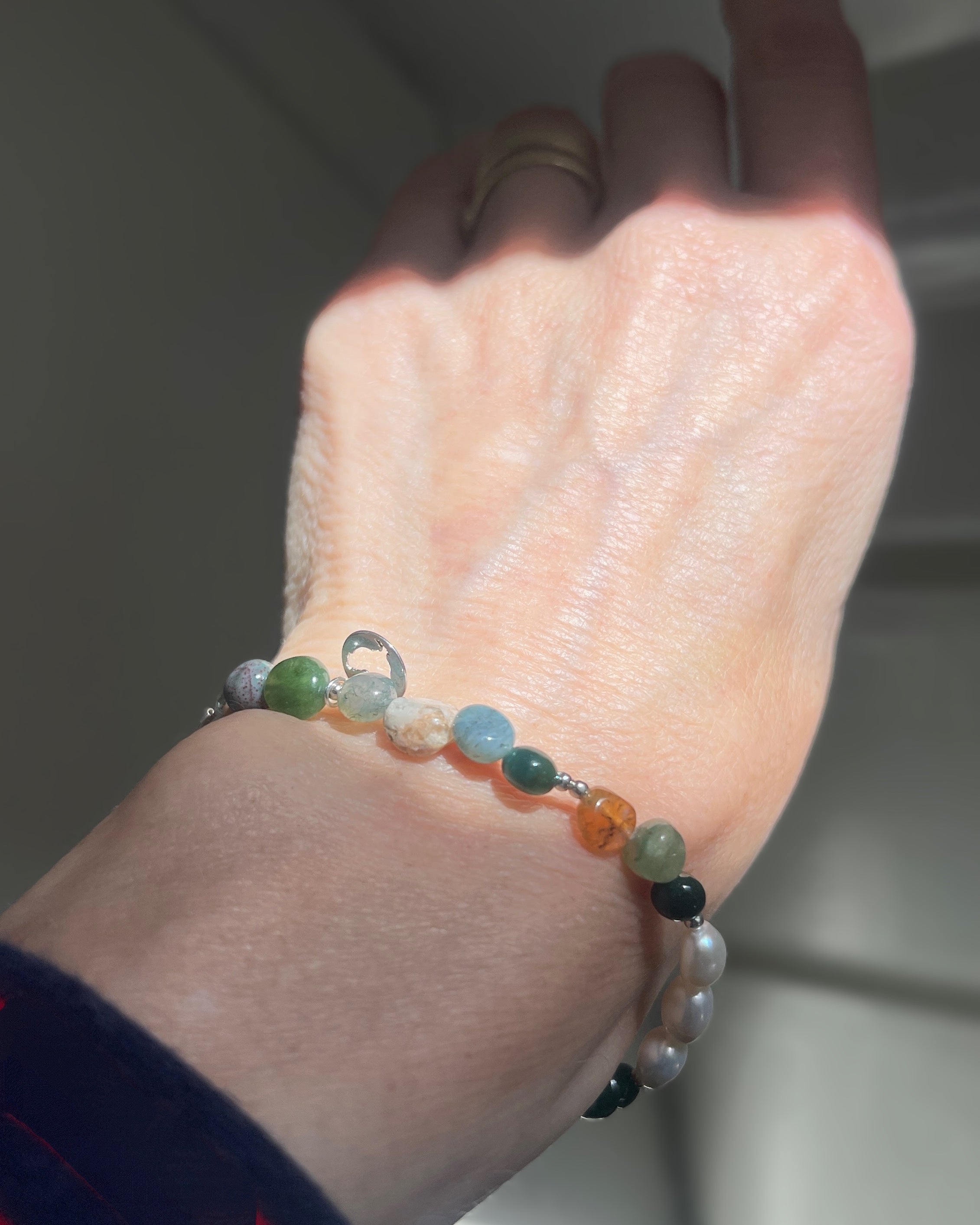 Armband Hidden Emotions, parel, mos agaat