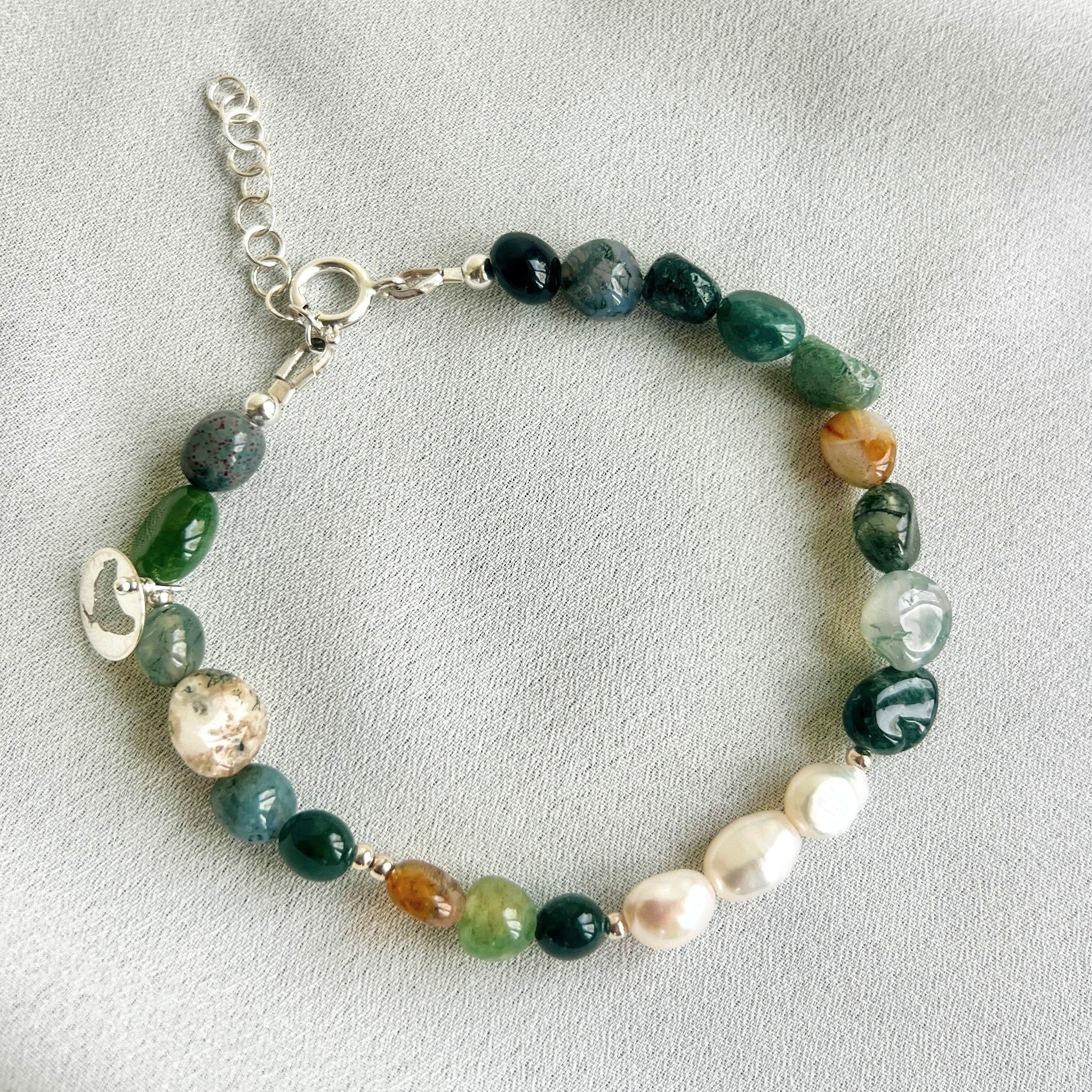 Armband Hidden Emotions, parel, mos agaat