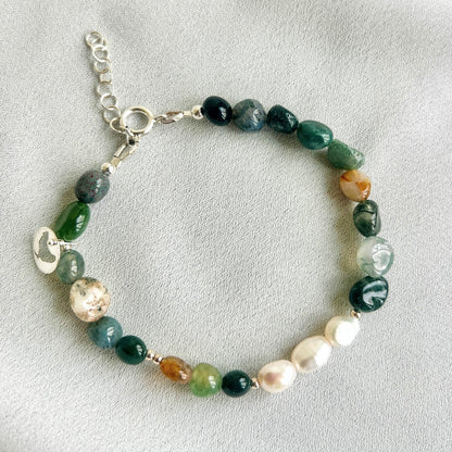 Armband Hidden Emotions, parel, mos agaat