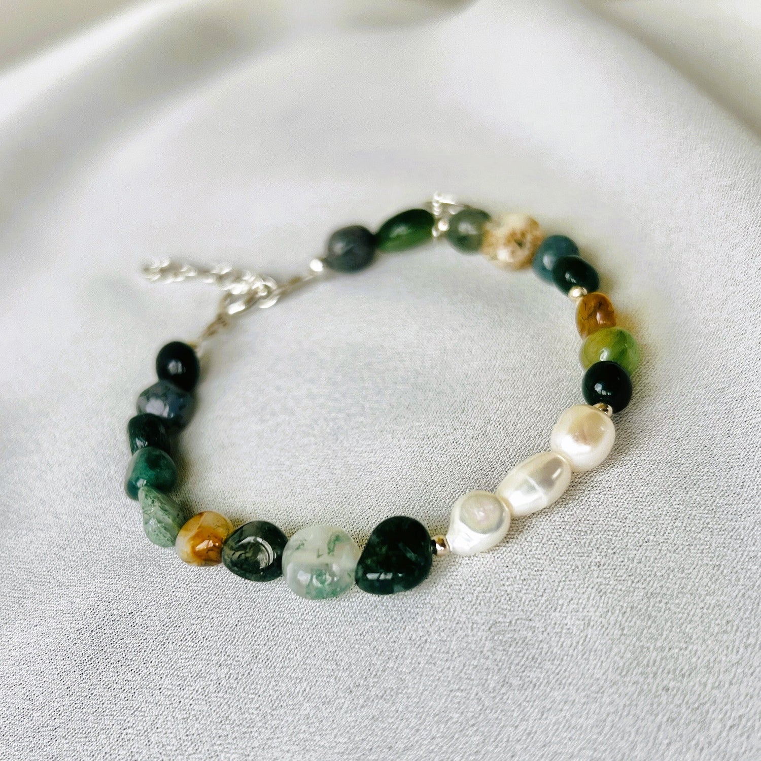 Armband Hidden Emotions, parel, mos agaat
