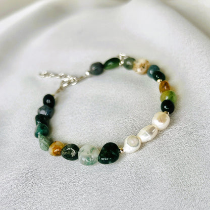 Armband Hidden Emotions, parel, mos agaat
