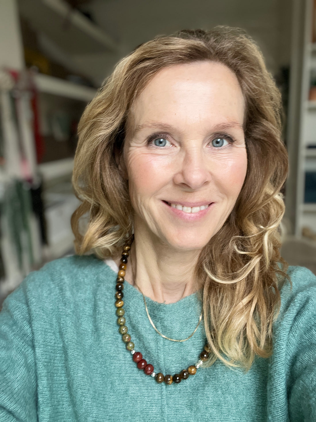 Ketting Hidden Trees, tijgeroog, groene unakiet, hout