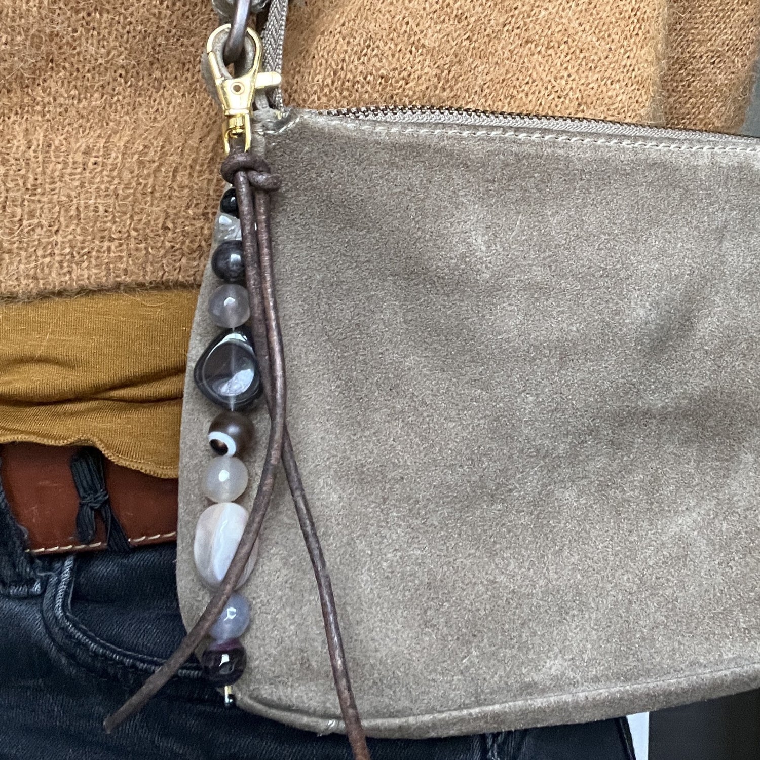 Tassenhanger Reflections, agaat, bergkristal, wit-bruin