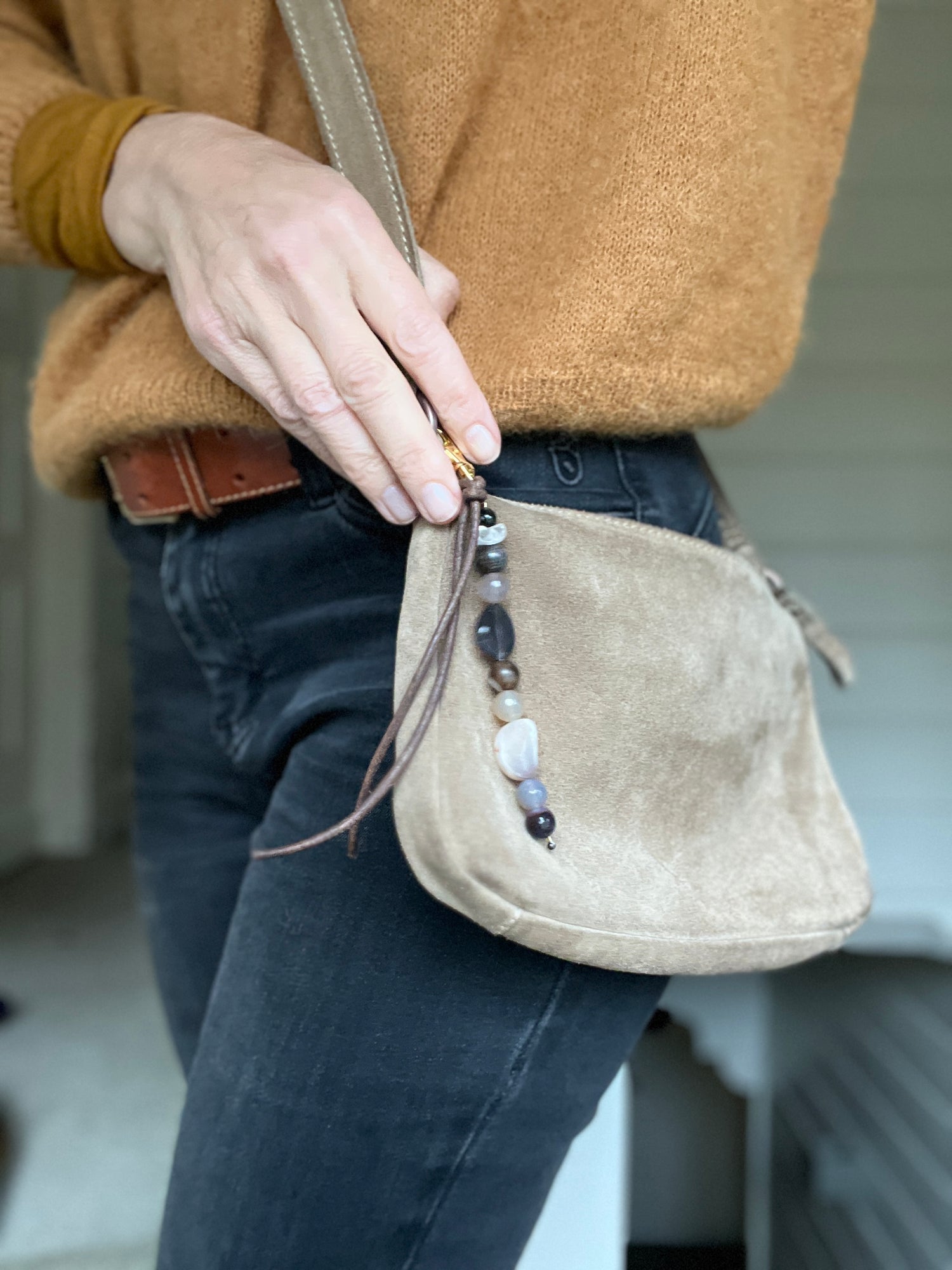 Tassenhanger Reflections, agaat, bergkristal, wit-bruin