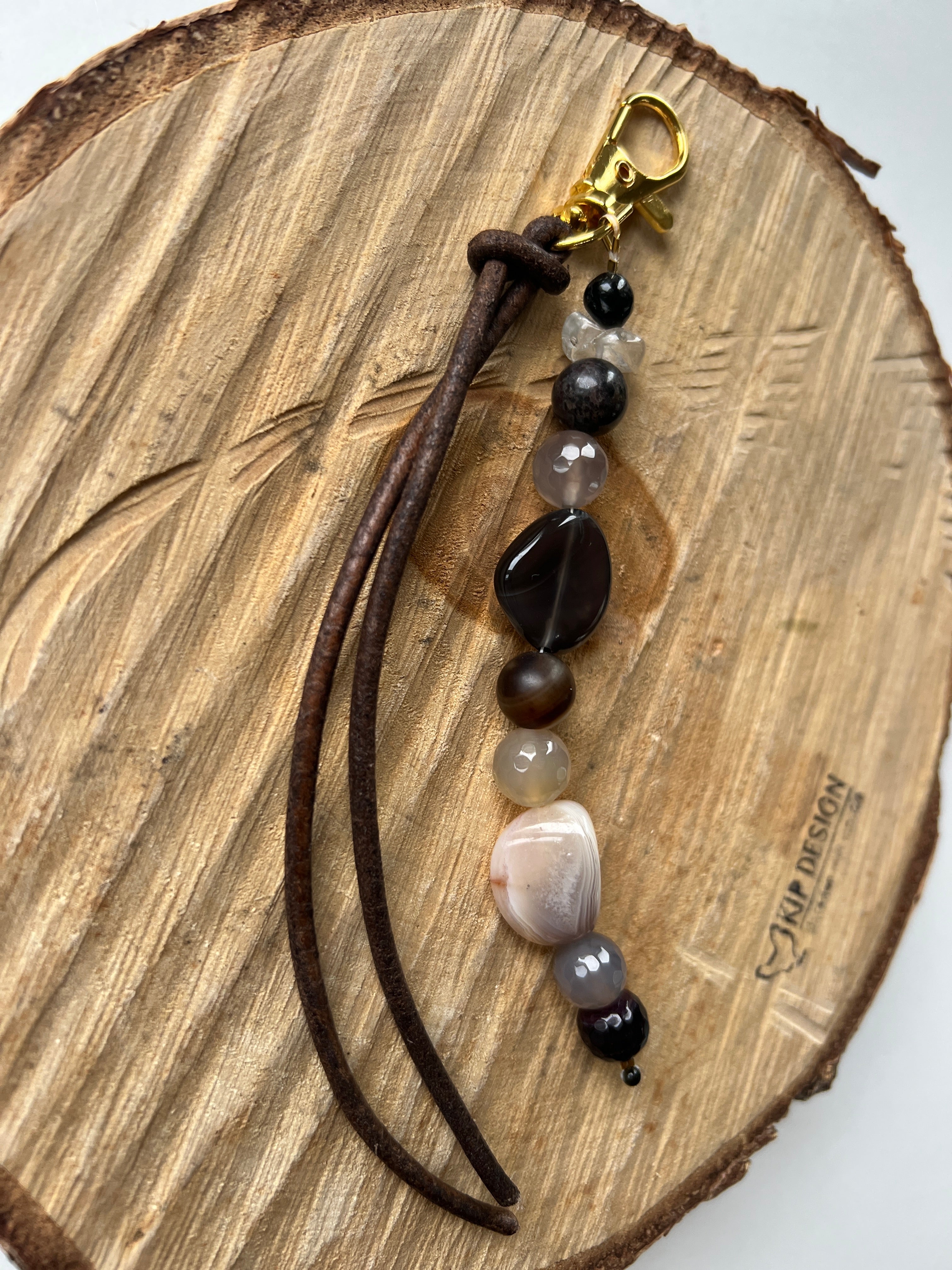 Tassenhanger Reflections, agaat, bergkristal, wit-bruin