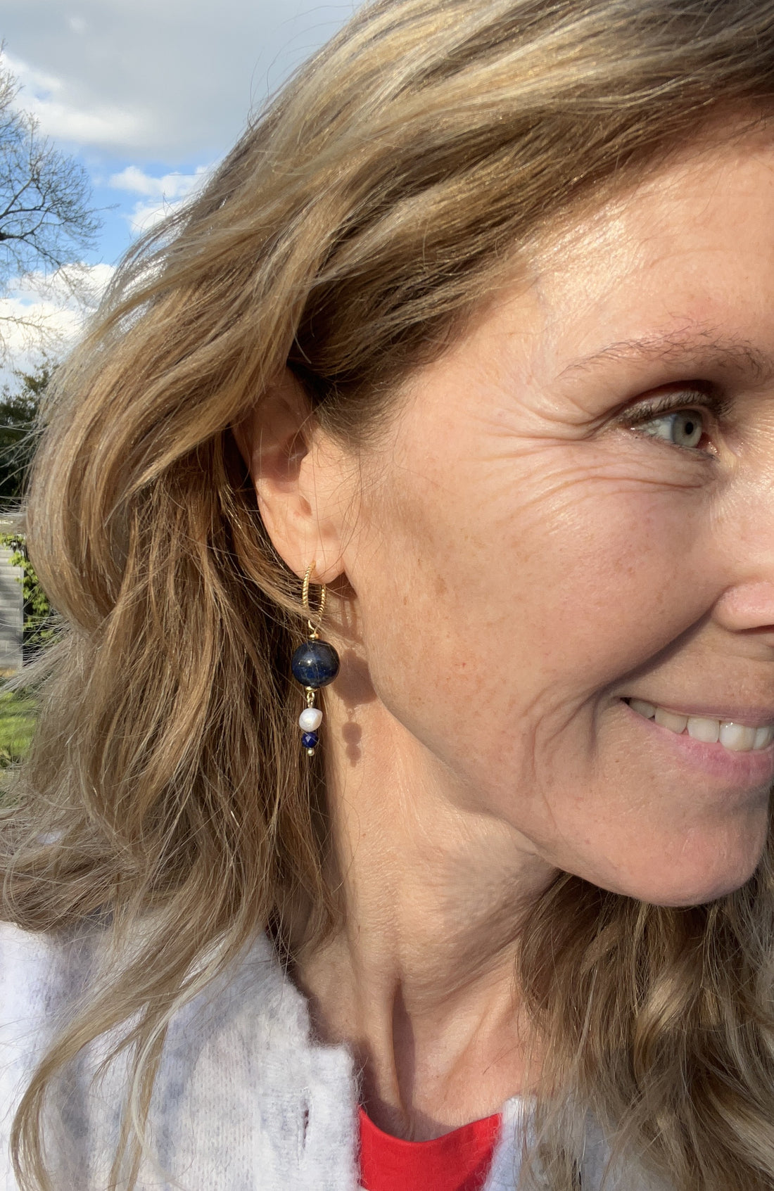 Oorbellen Oase, blauwe lapis lazuli, parel