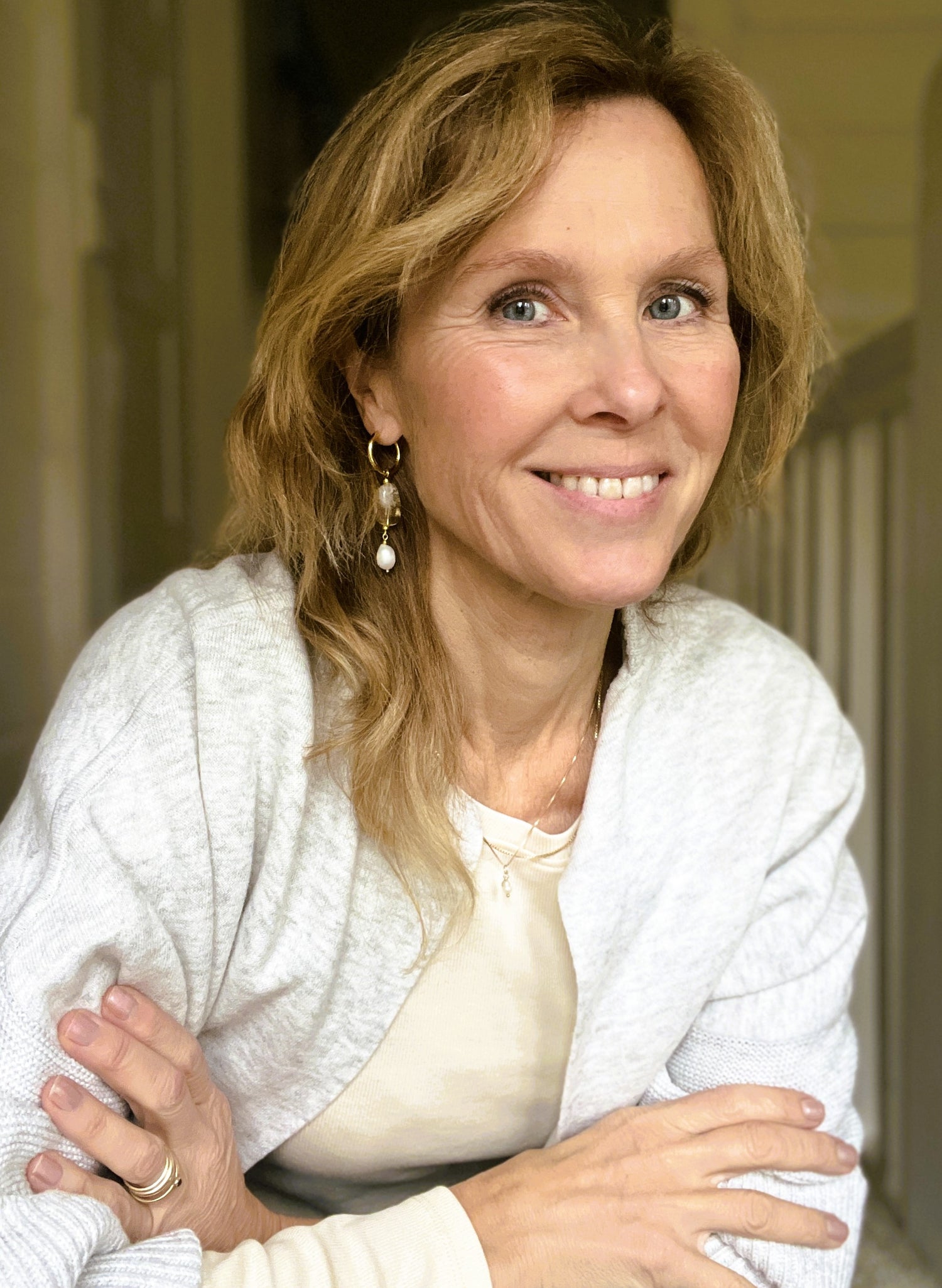 Oorbellen Angels, citrien, parel