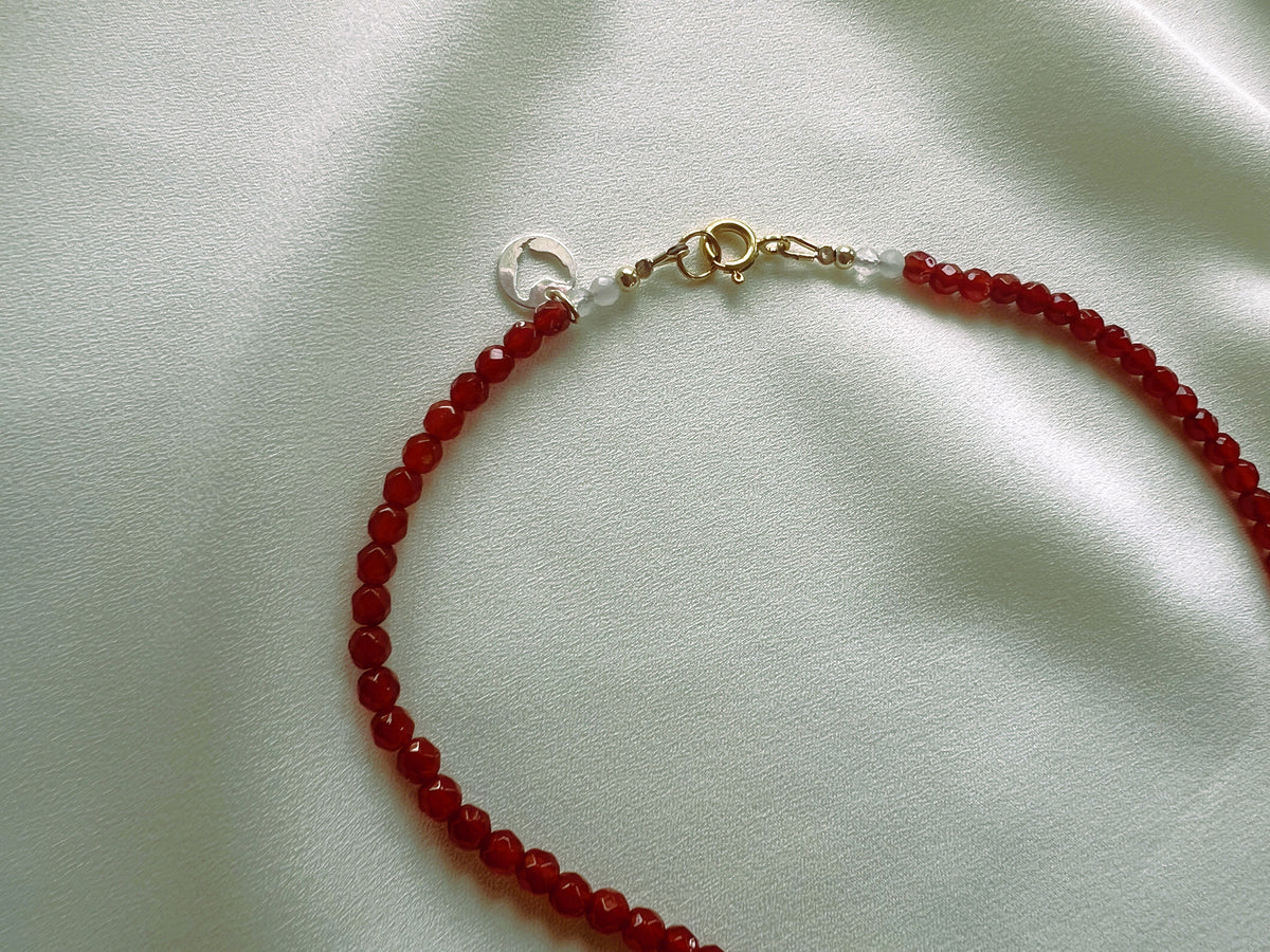 Ketting Breeze, granaat, carneool en rozekwarts