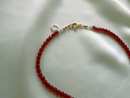 Ketting Breeze, granaat, carneool en rozekwarts