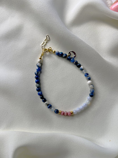 Armband Sandra, sodaliet, roze rhodoniet