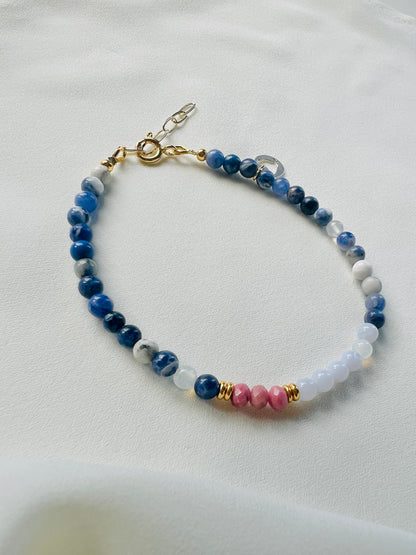 Armband Sandra, sodaliet, roze rhodoniet