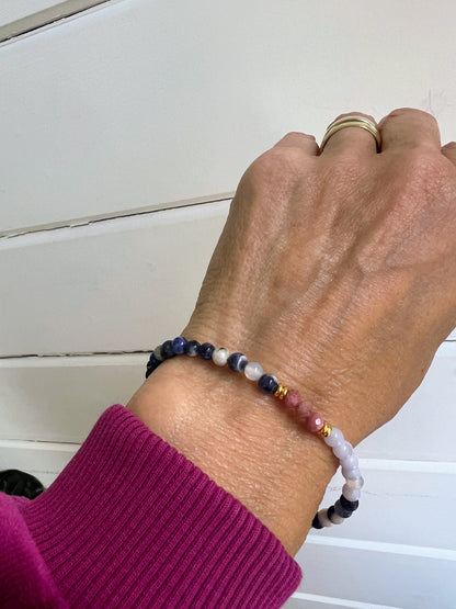 Armband Sandra, sodaliet, roze rhodoniet