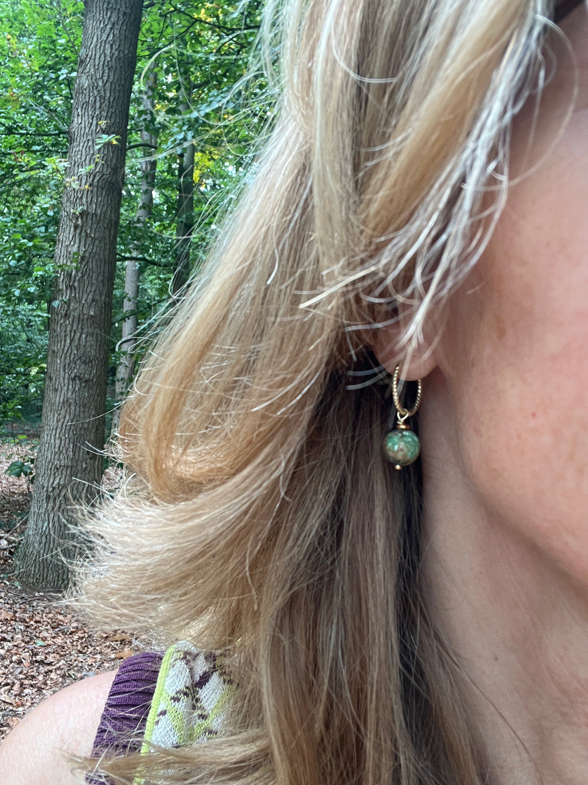 Oorbellen Green Flow, chrysocolla
