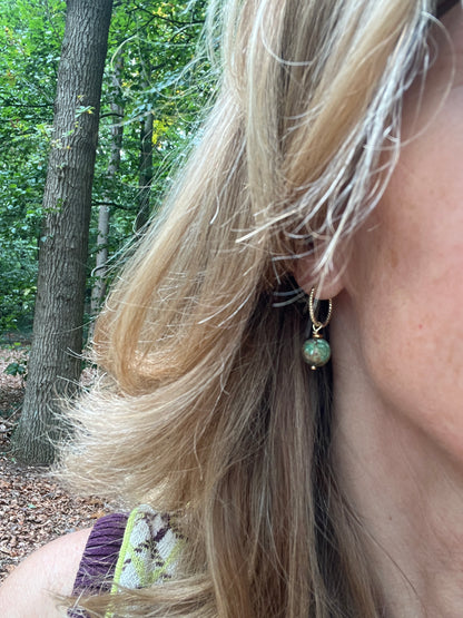 Oorbellen Green Flow, chrysocolla