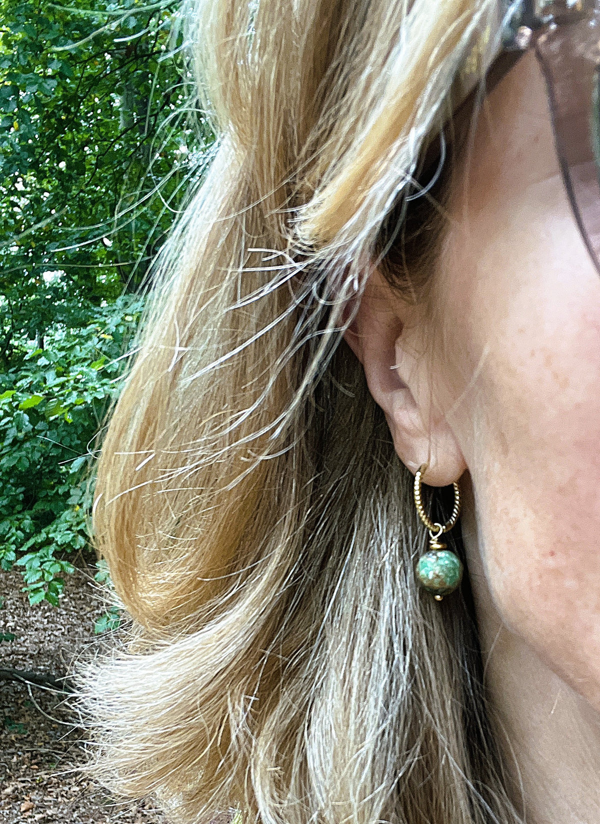Oorbellen Green Flow, chrysocolla