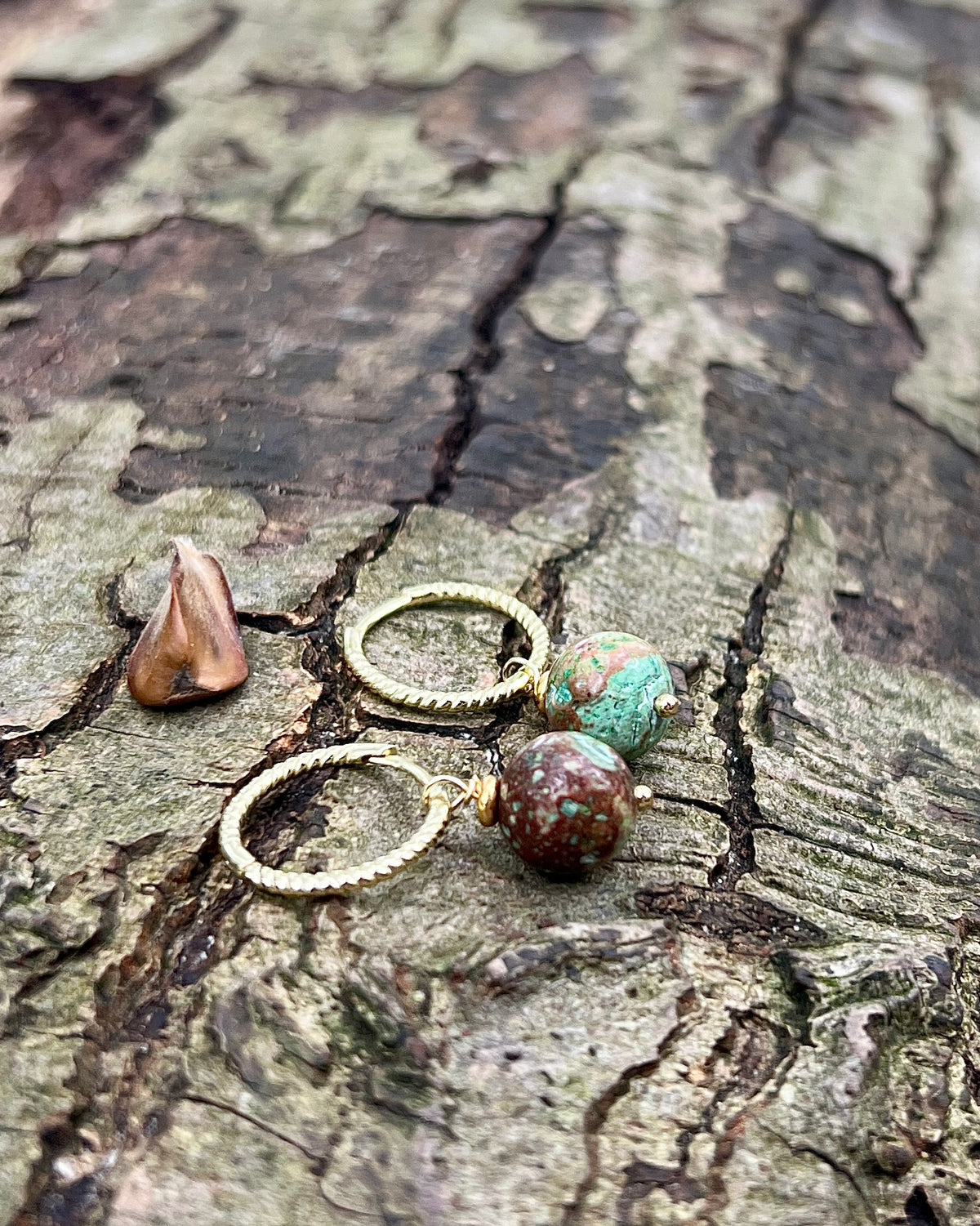 Oorbellen Green Flow, chrysocolla