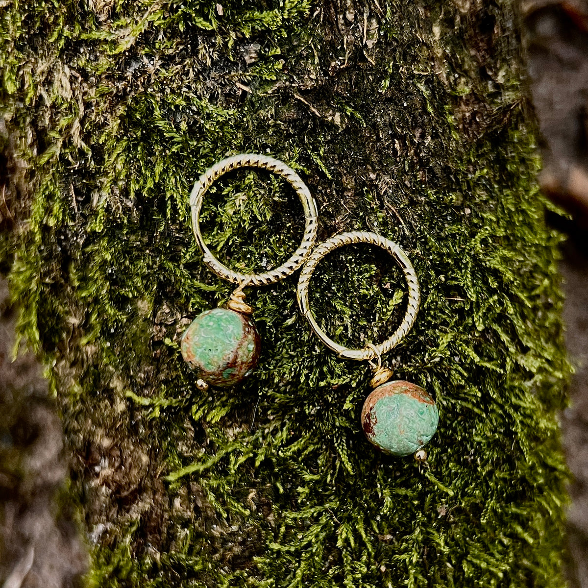 Oorbellen Green Flow, chrysocolla