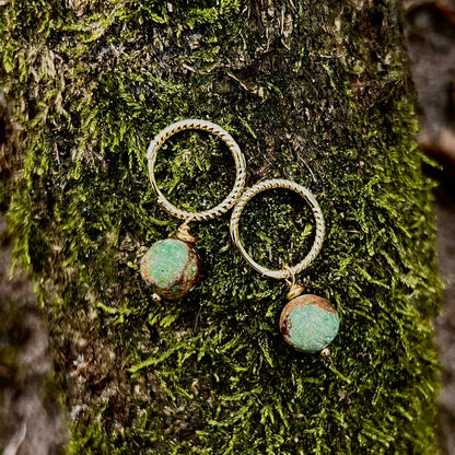Oorbellen Green Flow, chrysocolla