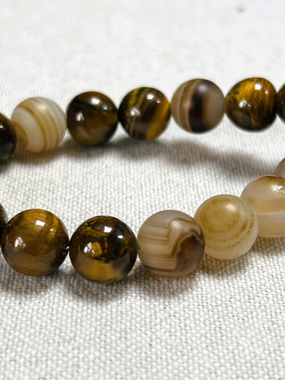 Ketting Golden Brown, tijgeroog, agaat
