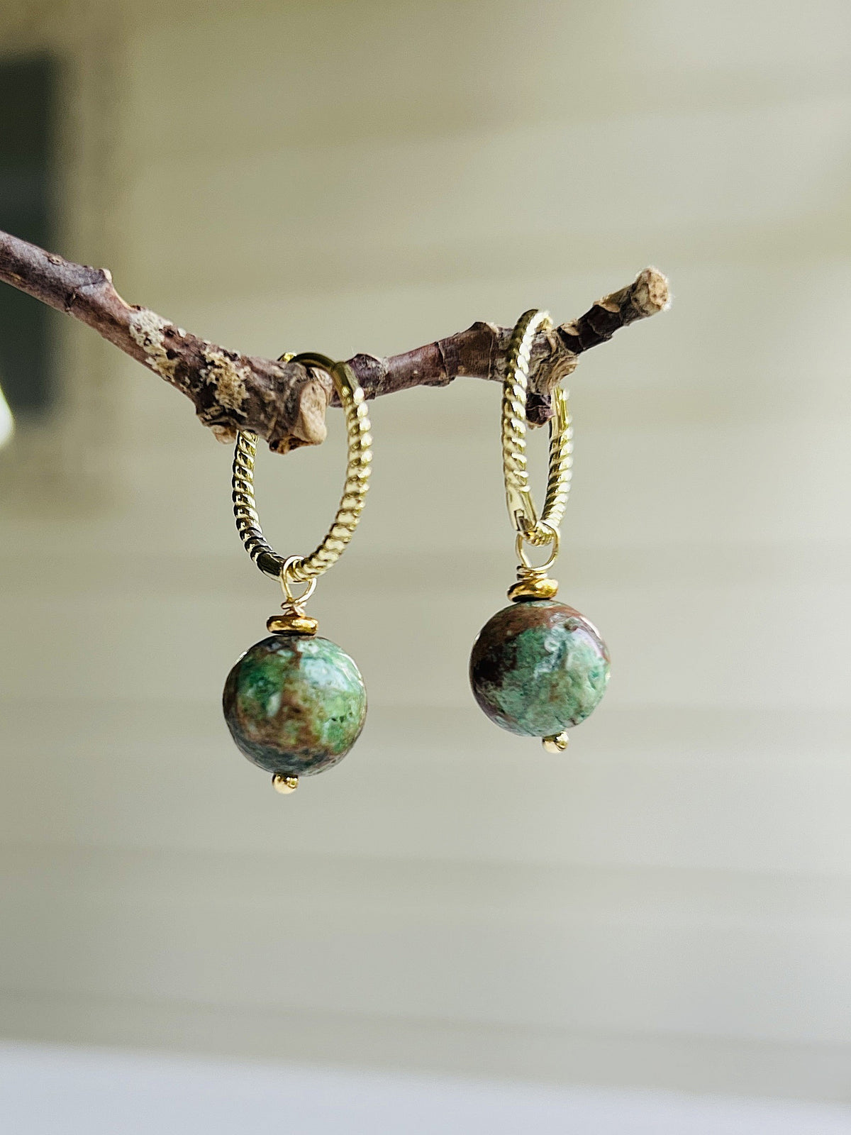 Oorbellen Green Flow, chrysocolla