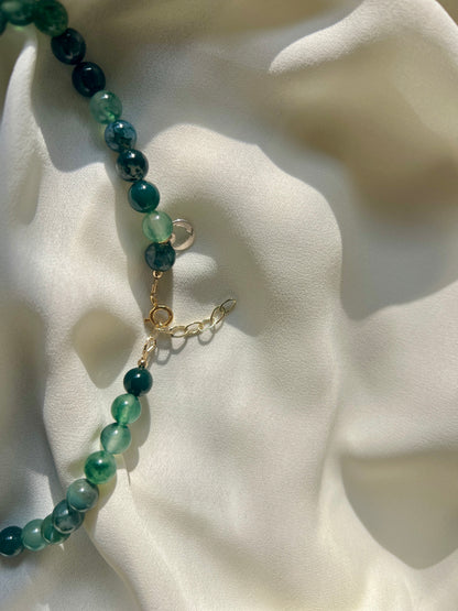 Ketting Reflection, groene agaat