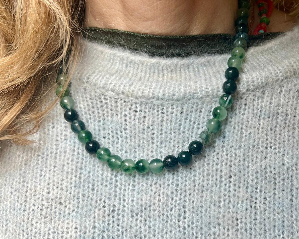 Set Reflection, ketting&amp;oorbellen groene agaat