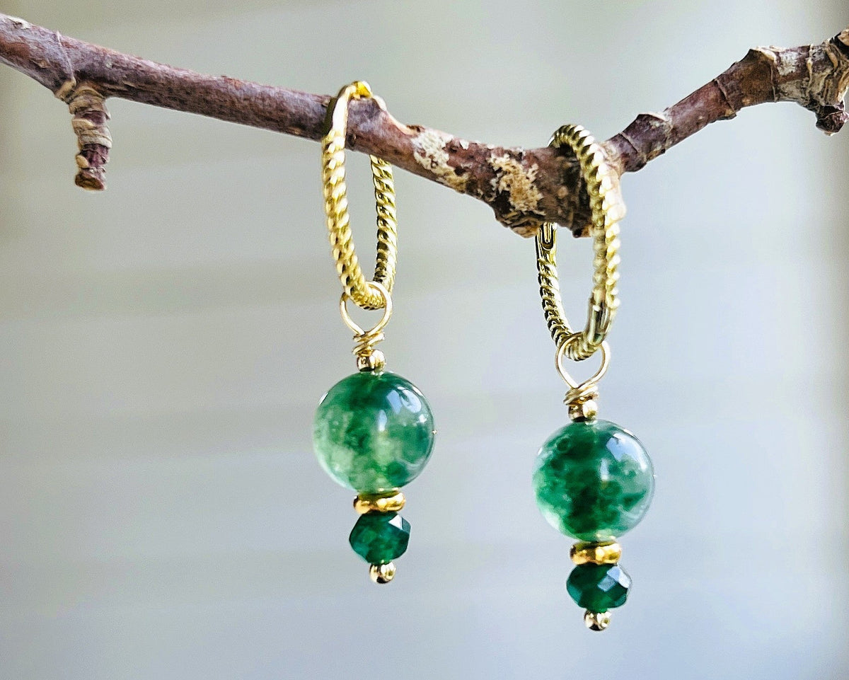 Set Reflection, ketting&amp;oorbellen groene agaat