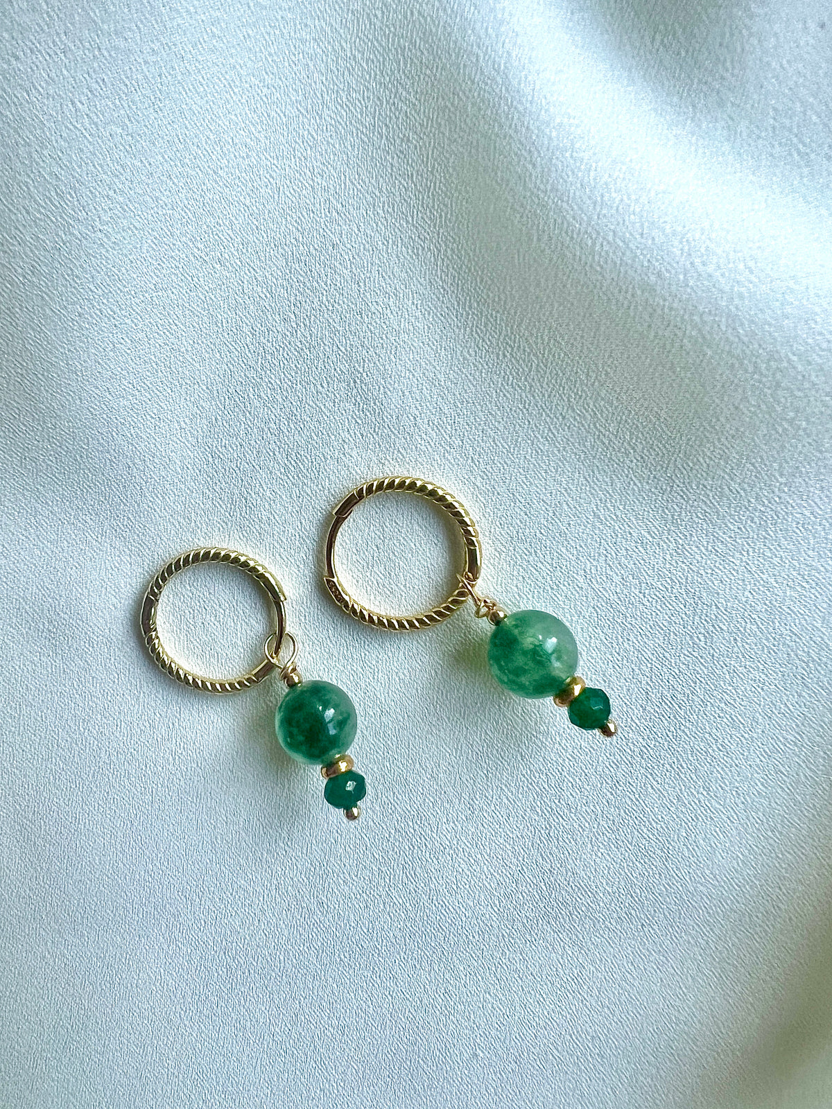 Oorbellen Reflection, groene agaat