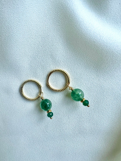 Oorbellen Reflection, groene agaat