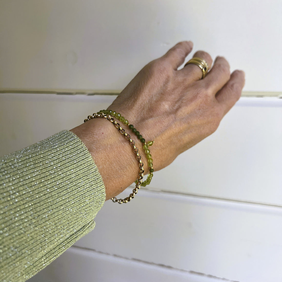 Armband Your Own Way,  groene peridoot