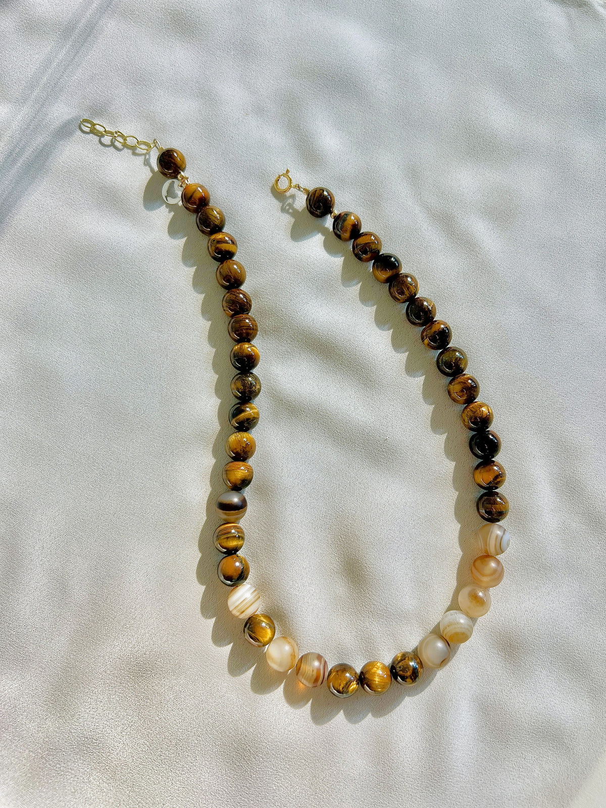 Ketting Golden Brown, tijgeroog, agaat