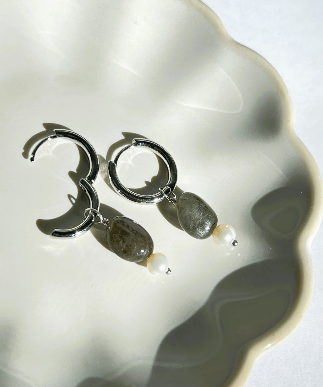 Oorbellen Pearl Rocks, labradoriet, parel