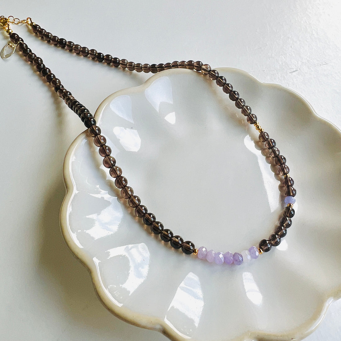 Ketting Ontspanning &amp; Veerkracht, rookkwarts, lila jade