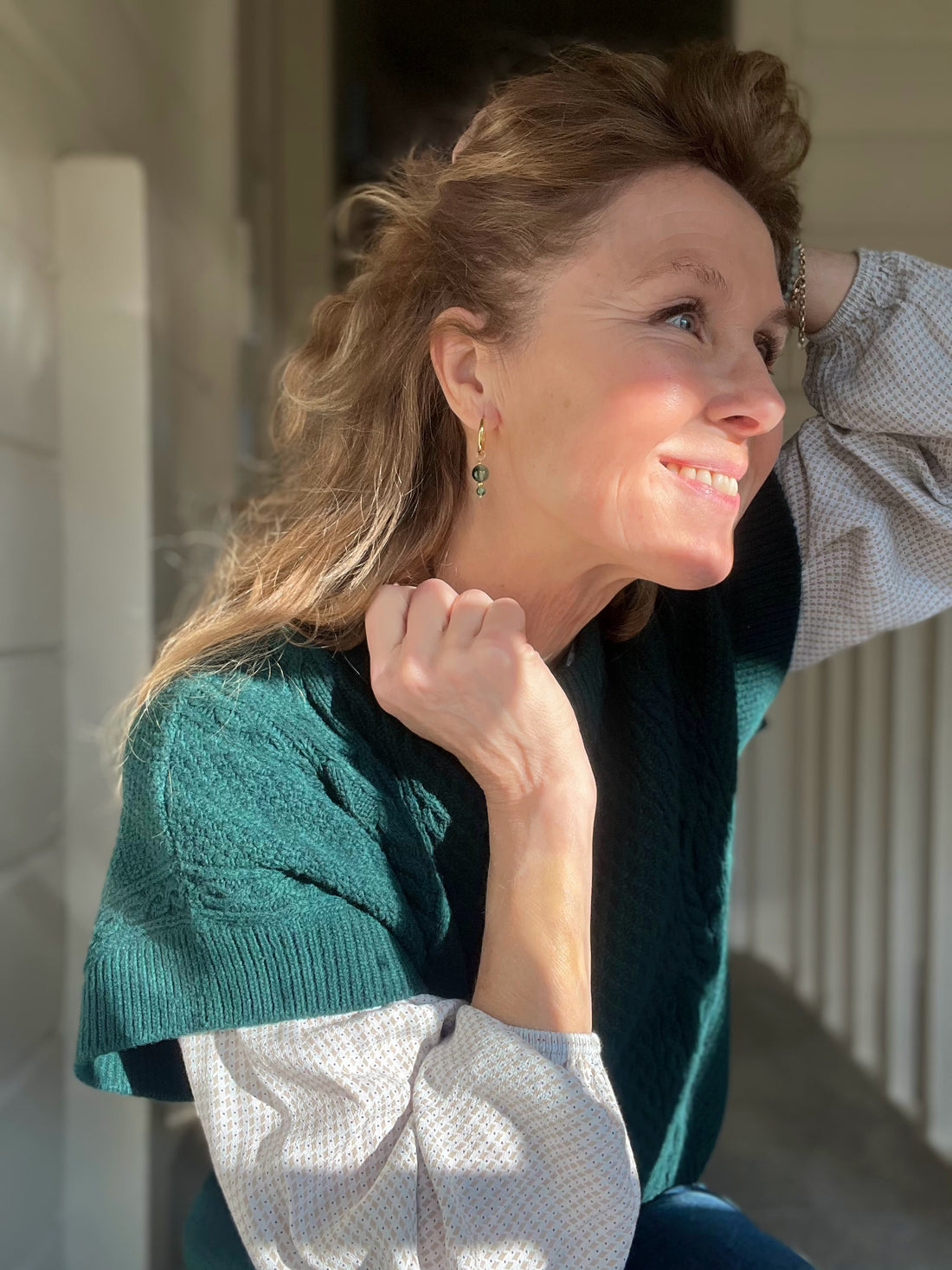 Oorbellen Green Leaf, mos agaat